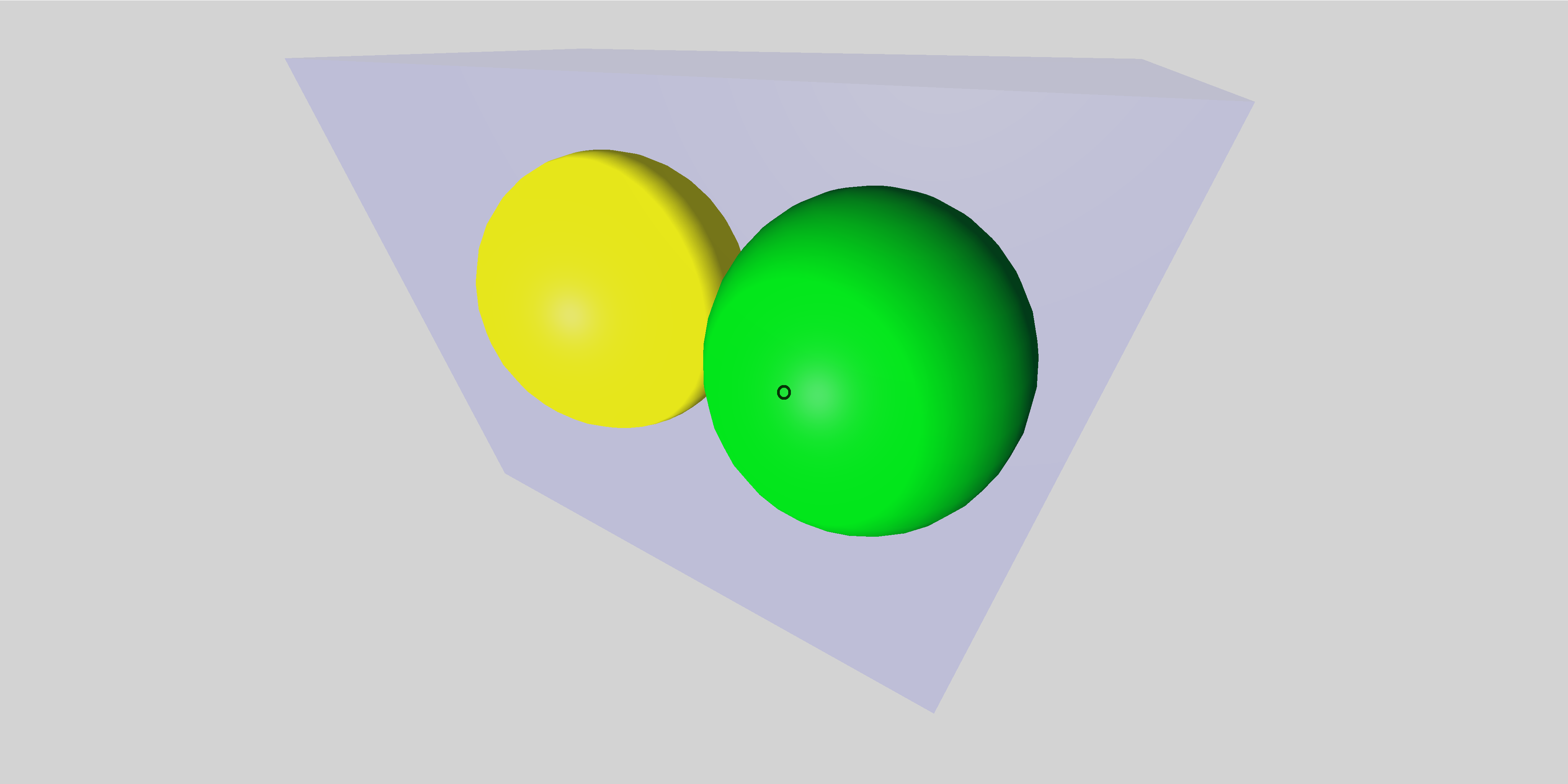 Scene with framing box and two spheres (2)